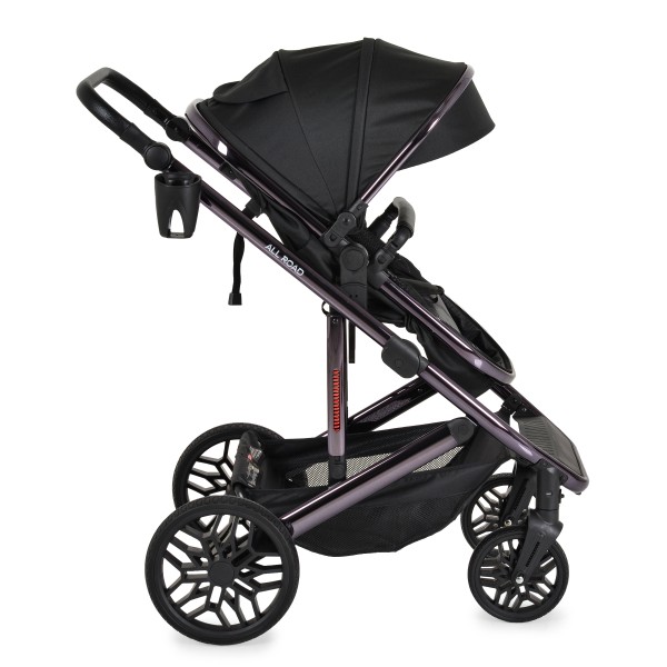 Cărucior Combinat Moni All Road 2 în 1 Black cu Scaun Auto i-Size Inclus, Cadru Aluminiu, Scaun Reversibil, 0-4 Ani