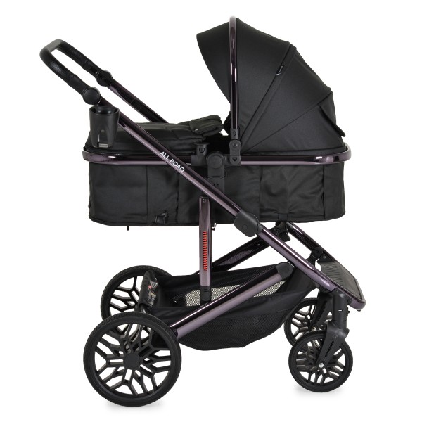 Cărucior Combinat Moni All Road 2 în 1 Black cu Scaun Auto i-Size Inclus, Cadru Aluminiu, Scaun Reversibil, 0-4 Ani