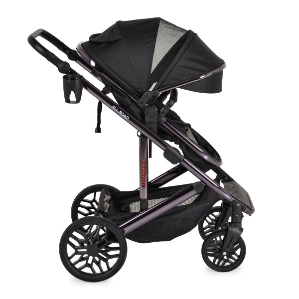 Cărucior Combinat Moni All Road 2 în 1 Black cu Scaun Auto i-Size Inclus, Cadru Aluminiu, Scaun Reversibil, 0-4 Ani