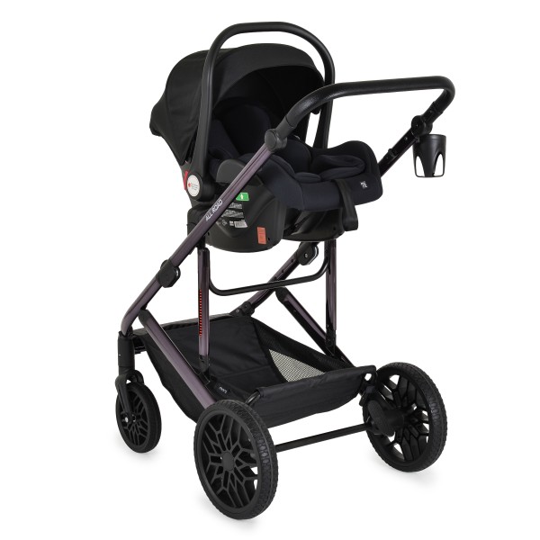 Cărucior Combinat Moni All Road 2 în 1 Black cu Scaun Auto i-Size Inclus, Cadru Aluminiu, Scaun Reversibil, 0-4 Ani