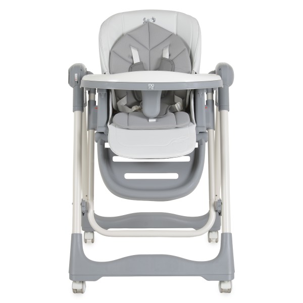 Scaun Înalt cu Balansoar Moni Fuji 2 în 1Grey, Ecran Tactil LED, Telecomandă, 0+ Luni - 3 Ani