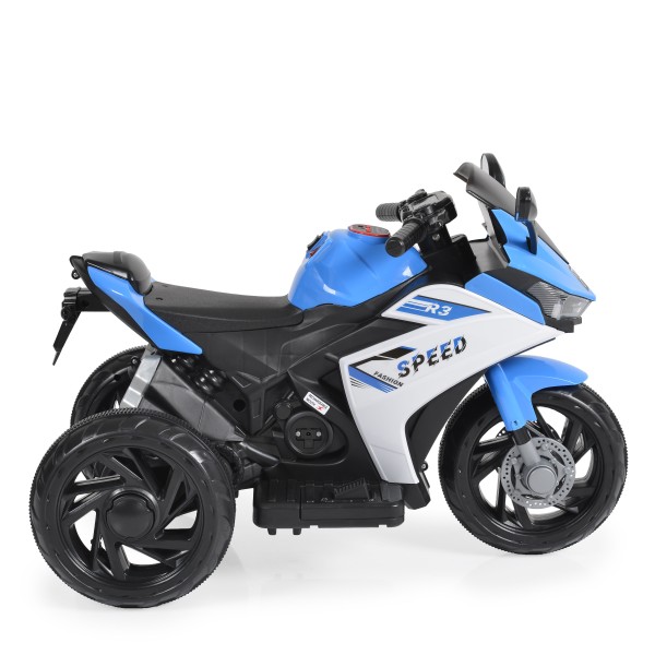 Motocicletă electrică pentru copii Moni Hurricane Blue 6V 7Ah cu lumini LED, MP3 și USB, 3-8 ani, 30 kg