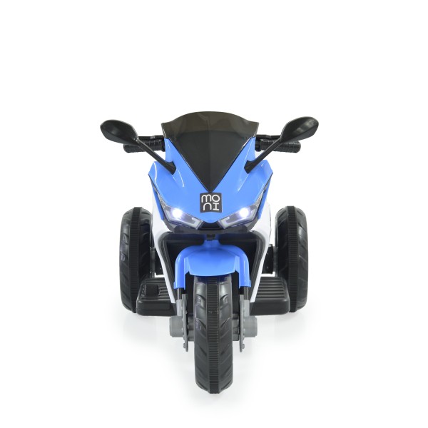 Motocicletă electrică pentru copii Moni Hurricane Blue 6V 7Ah cu lumini LED, MP3 și USB, 3-8 ani, 30 kg