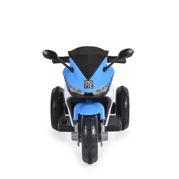 Motocicletă electrică pentru copii Moni Hurricane Blue 6V 7Ah cu lumini LED, MP3 și USB, 3-8 ani, 30 kg