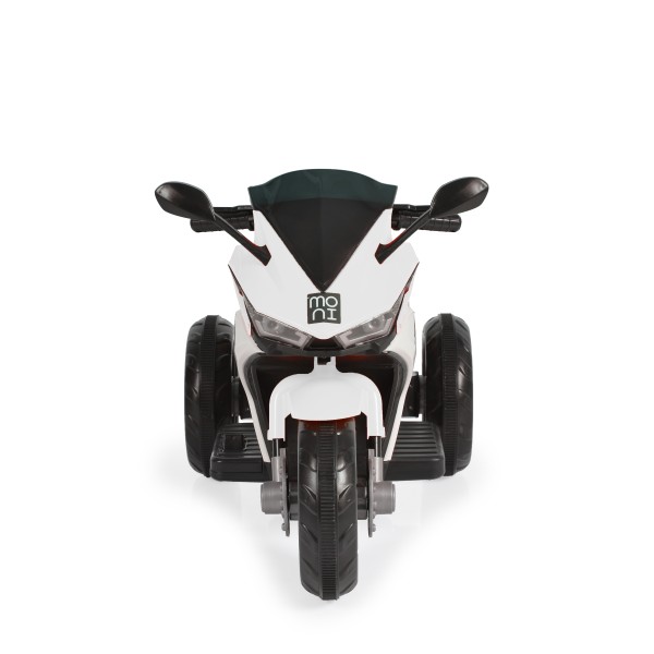 Motocicletă electrică pentru copii Moni Hurricane White 6V 7Ah cu lumini LED, MP3 și USB, 3-8 ani, 30 kg