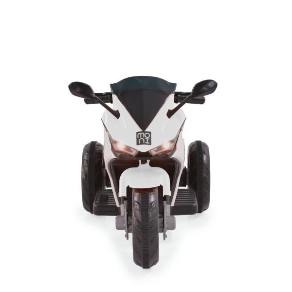 Motocicletă electrică pentru copii Moni Hurricane White 6V 7Ah cu lumini LED, MP3 și USB, 3-8 ani, 30 kg