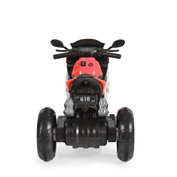 Motocicletă electrică pentru copii Moni Hurricane Red 6V 7Ah cu lumini LED, MP3 și USB, 3-8 ani, 30 kg