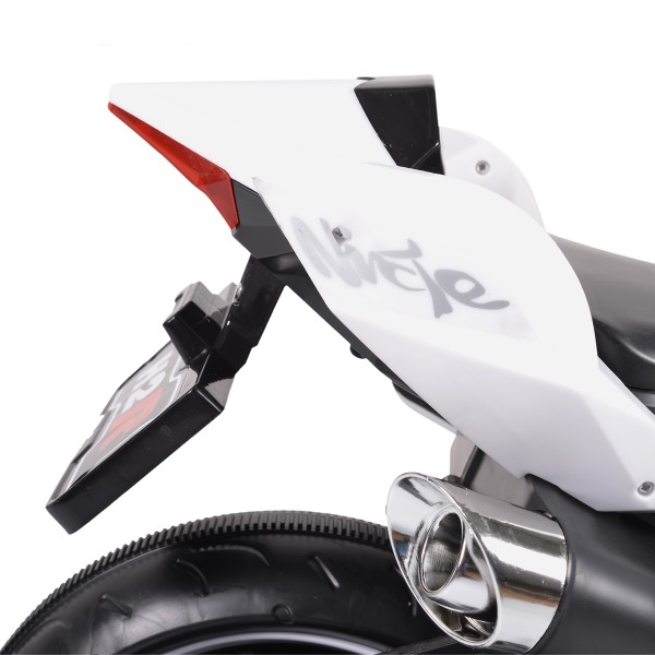 Motocicletă Electrică pentru Copii Moni Ninja Duo White 12V 7Ah, 3-8 Ani, Lumini LED, MP3, Reglare Viteză din Mâner