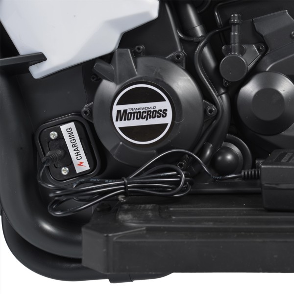 Motocicletă Electrică pentru Copii Moni Ninja Duo White 12V 7Ah, 3-8 Ani, Lumini LED, MP3, Reglare Viteză din Mâner
