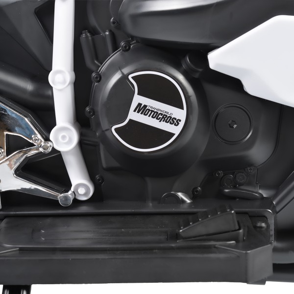 Motocicletă Electrică pentru Copii Moni Ninja Duo White 12V 7Ah, 3-8 Ani, Lumini LED, MP3, Reglare Viteză din Mâner
