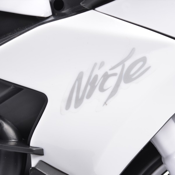 Motocicletă Electrică pentru Copii Moni Ninja Duo White 12V 7Ah, 3-8 Ani, Lumini LED, MP3, Reglare Viteză din Mâner