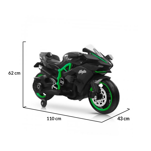 Motocicletă Electrică pentru Copii Moni Ninja Duo Black 12V 7Ah, 3-8 Ani, Lumini LED, MP3, Reglare Viteză din Mâner