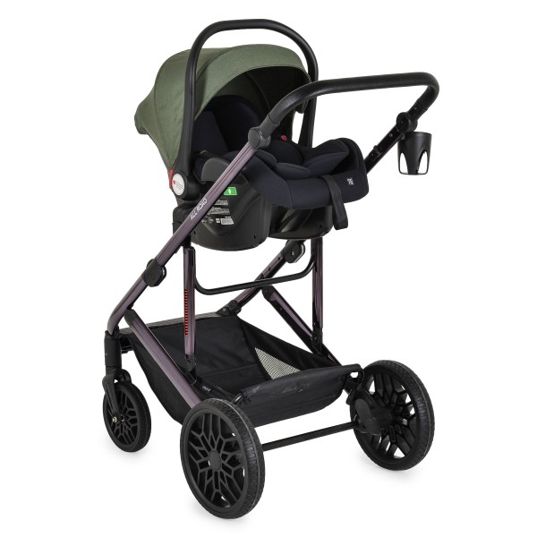 Cărucior Combinat Moni All Road 2 în 1 Dark Green cu Scaun Auto i-Size Inclus, Cadru Aluminiu, Scaun Reversibil, 0-4 Ani
