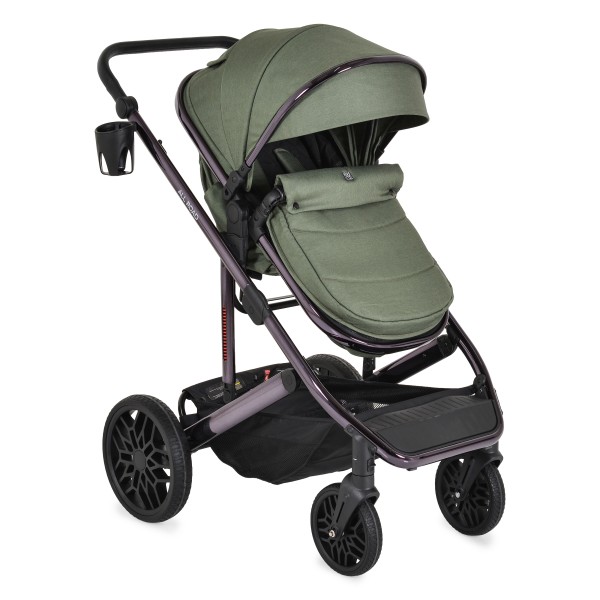 Cărucior Combinat Moni All Road 2 în 1 Dark Green cu Scaun Auto i-Size Inclus, Cadru Aluminiu, Scaun Reversibil, 0-4 Ani