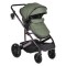 Cărucior Combinat Moni All Road 2 în 1 Dark Green cu Scaun Auto i-Size Inclus, Cadru Aluminiu, Scaun Reversibil, 0-4 Ani