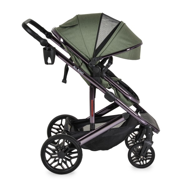 Cărucior Combinat Moni All Road 2 în 1 Dark Green cu Scaun Auto i-Size Inclus, Cadru Aluminiu, Scaun Reversibil, 0-4 Ani