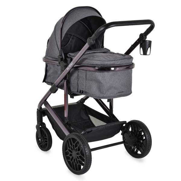 Cărucior Combinat Moni All Road 2 în 1 Grey cu Scaun Auto i-Size Inclus, Cadru Aluminiu, Scaun Reversibil, 0-4 Ani