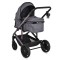 Cărucior Combinat Moni All Road 2 în 1 Grey cu Scaun Auto i-Size Inclus, Cadru Aluminiu, Scaun Reversibil, 0-4 Ani