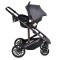 Cărucior Combinat Moni All Road 2 în 1 Grey cu Scaun Auto i-Size Inclus, Cadru Aluminiu, Scaun Reversibil, 0-4 Ani