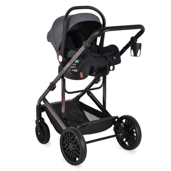 Cărucior Combinat Moni All Road 2 în 1 Grey cu Scaun Auto i-Size Inclus, Cadru Aluminiu, Scaun Reversibil, 0-4 Ani