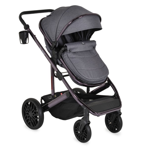 Cărucior Combinat Moni All Road 2 în 1 Grey cu Scaun Auto i-Size Inclus, Cadru Aluminiu, Scaun Reversibil, 0-4 Ani