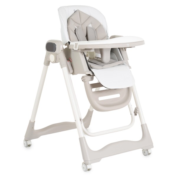 Scaun Înalt cu Balansoar Moni Fuji 2 în 1Beige, Ecran Tactil LED, Telecomandă, 0+ Luni - 3 Ani