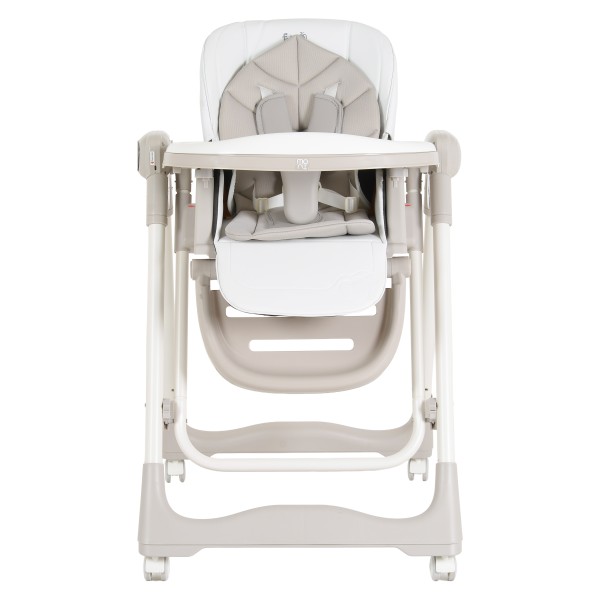 Scaun Înalt cu Balansoar Moni Fuji 2 în 1Beige, Ecran Tactil LED, Telecomandă, 0+ Luni - 3 Ani