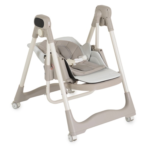 Scaun Înalt cu Balansoar Moni Fuji 2 în 1Beige, Ecran Tactil LED, Telecomandă, 0+ Luni - 3 Ani