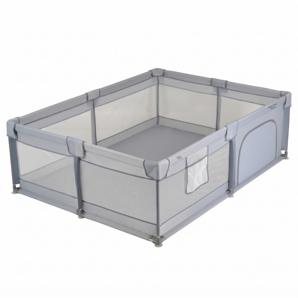 Țarc de Joacă pentru Copii Moni GameZone Basic 150x200 cm, 0-3 Ani, cu Intrare cu Fermoar, Ventuze și Inele de Ridicare,grey