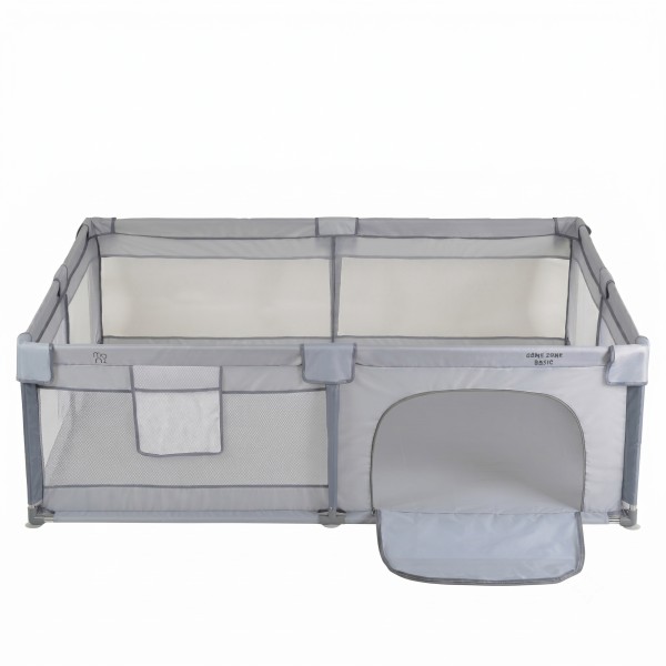Țarc de Joacă pentru Copii Moni GameZone Basic 150x200 cm, 0-3 Ani, cu Intrare cu Fermoar, Ventuze și Inele de Ridicare,grey