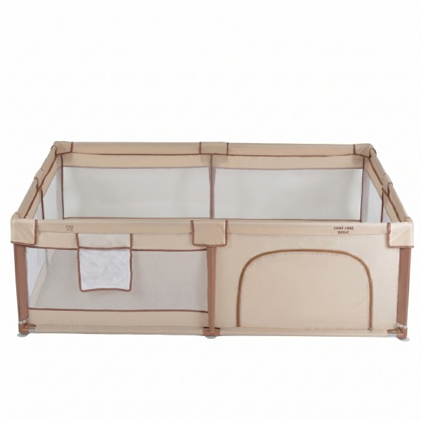 Țarc de Joacă pentru Copii Moni GameZone Basic 150x200 cm, 0-3 Ani, cu Intrare cu Fermoar, Ventuze și Inele de Ridicare,Beige
