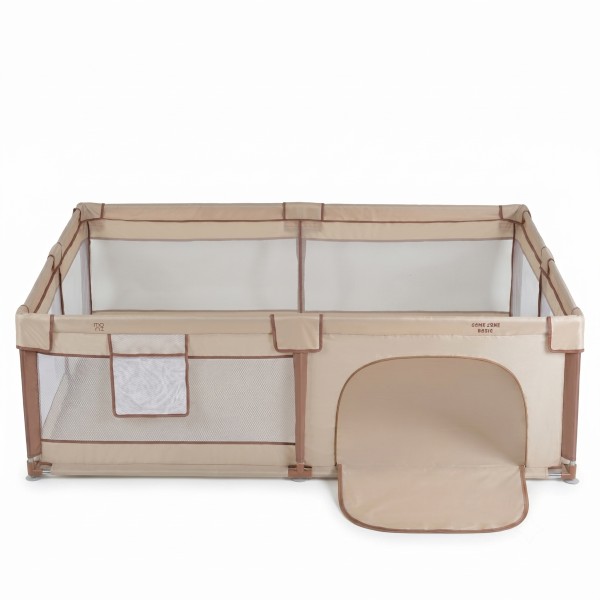 Țarc de Joacă pentru Copii Moni GameZone Basic 150x200 cm, 0-3 Ani, cu Intrare cu Fermoar, Ventuze și Inele de Ridicare,Beige