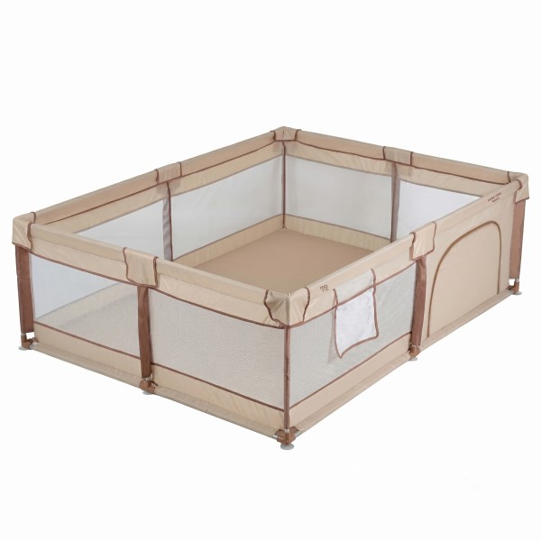 Țarc de Joacă pentru Copii Moni GameZone Basic 150x200 cm, 0-3 Ani, cu Intrare cu Fermoar, Ventuze și Inele de Ridicare,Beige