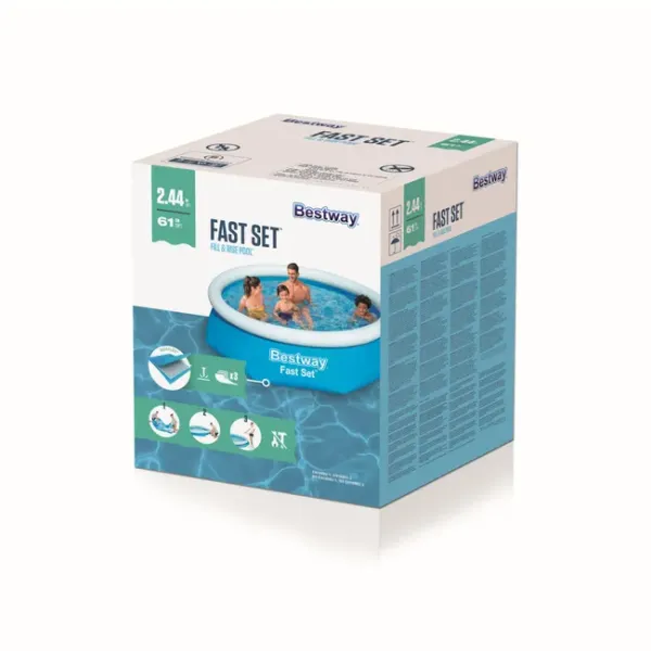 Piscina Gonflabila Bestway Fast Set 244x61 cm, Capacitate 1880 L, Montare Rapida, Pentru Gradina