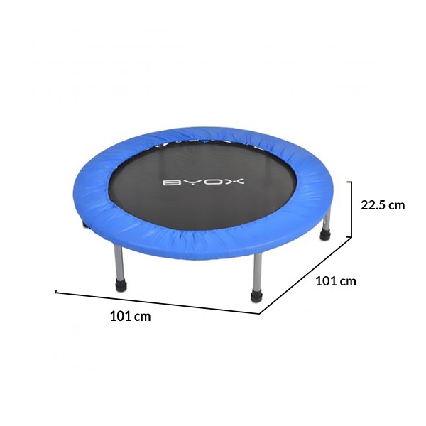 Trambulină Fitness Byox Blue 101 cm (40 inch), Max. 100 kg, 34 Arcuri, pentru Copii și Adulți