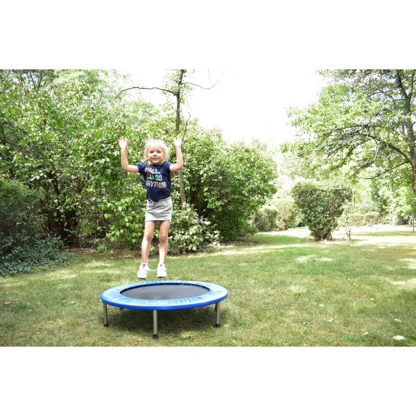 Trambulină Fitness Byox Blue 101 cm (40 inch), Max. 100 kg, 34 Arcuri, pentru Copii și Adulți