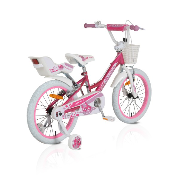 Bicicletă Copii Byox Lovely Pink 18 Inch, 5-7 Ani, Cadru Oțel, Frâne Mână Față/Spate, Roți Ajutătoare