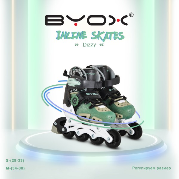 Role Reglabile Byox Dizzy Green 34-38, 64mm PU ABEC-5, Interior Respirabil