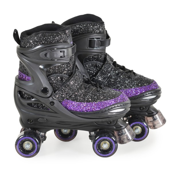 Patine cu Role Byox Sparkle 34-37, PU Transparent cu Sclipici 58x32mm, ABEC-5