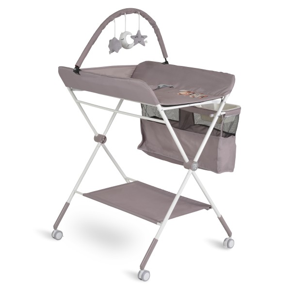 Masa de Infasat Multifunctionala Moni Kaskada Grey, Pliabila, Reglabila pe Inaltime, cu Roti si Organizator, 0-15 kg