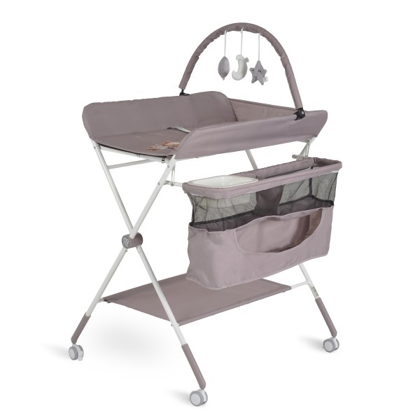 Masa de Infasat Multifunctionala Moni Kaskada Grey, Pliabila, Reglabila pe Inaltime, cu Roti si Organizator, 0-15 kg
