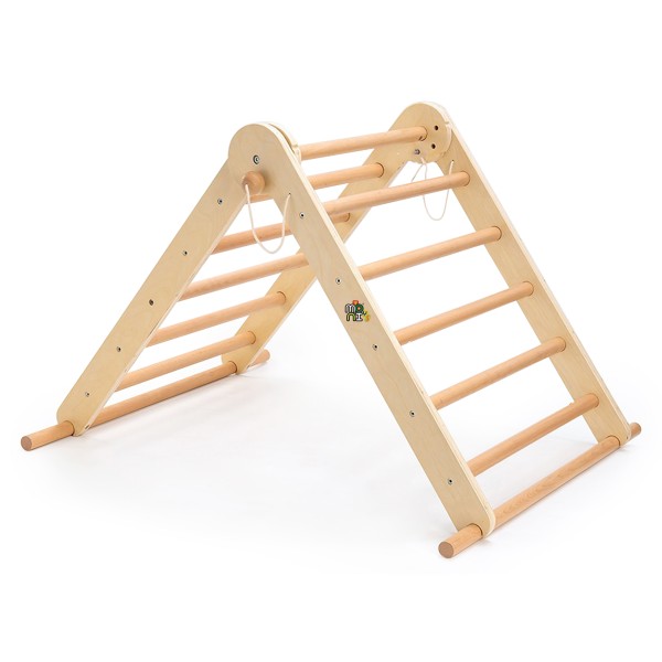 Triunghi Multifuncțional Pikler 3 în 1 Moni Toys, Reglabil, Lemn Masiv, 18 Luni+