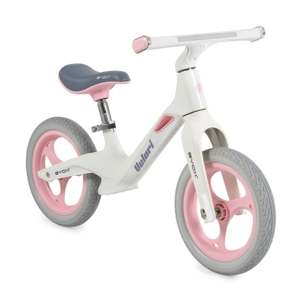 Bicicletă de echilibru Byox Velori Tea Rose 2+ ani – cadru ușor din magneziu, șezut reglabil și lumini interactive