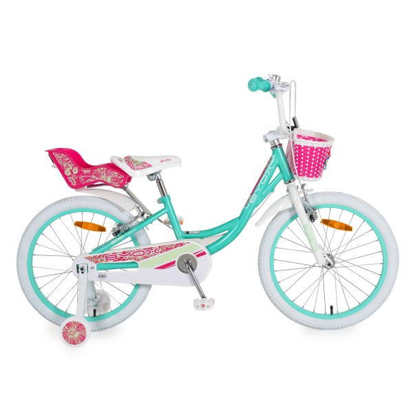 Bicicleta pentru Fetite Byox Fashion Girl Mint 20 inch, varsta 6-9 ani, Roti Ajutatoare si accesorii incluse