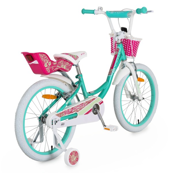 Bicicleta pentru Fetite Byox Fashion Girl Mint 20 inch, varsta 6-9 ani, Roti Ajutatoare si accesorii incluse