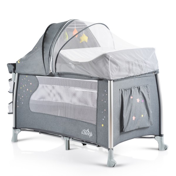 Patut Pliabil Cangaroo iSleep 7 in 1, Leagan, Tarc, Salteluta Infasat, Copertina si Plasa Tantari, 0-14 kg