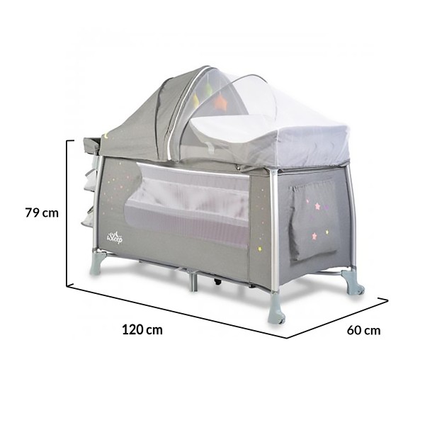Patut Pliabil Cangaroo iSleep 7 in 1, Leagan, Tarc, Salteluta Infasat, Copertina si Plasa Tantari, 0-14 kg