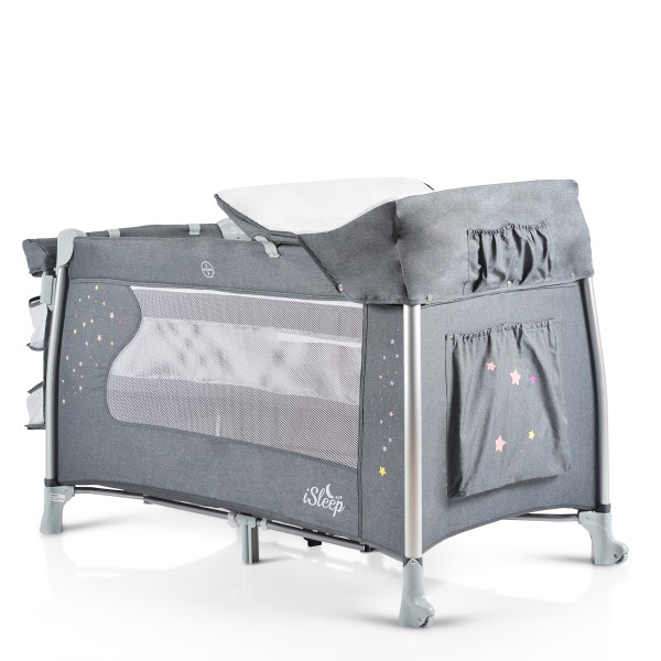 Patut Pliabil Cangaroo iSleep 7 in 1, Leagan, Tarc, Salteluta Infasat, Copertina si Plasa Tantari, 0-14 kg