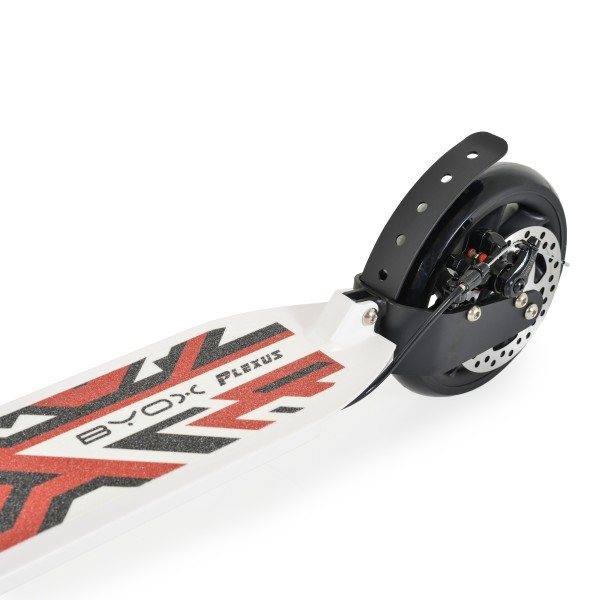 Trotineta Pliabila Byox Plexus White, Ghidon Reglabil 90-104 cm, Suspensii Fata/Spate, Frana Disc, 10+ ani, 100 kg