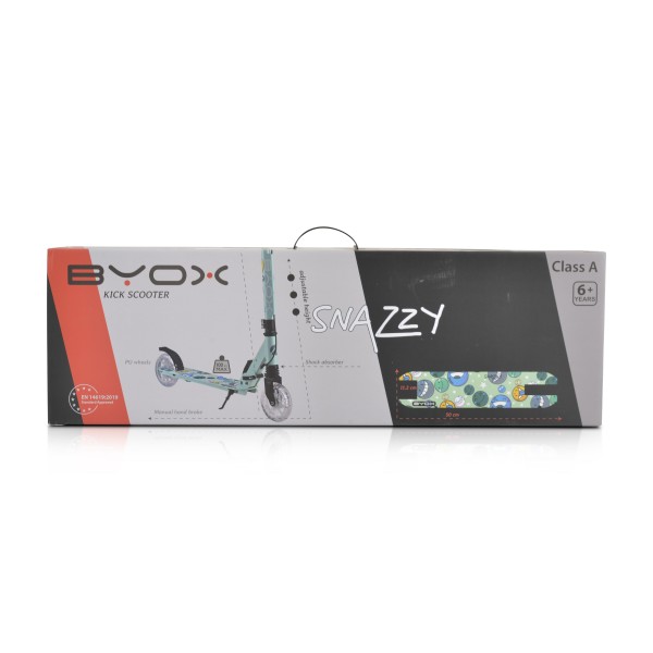 Trotineta Pliabila Byox Snazzy Green, Suspensie Fata, Frana Mana si Picior, Ghidon Reglabil 75-89 cm, 8+ ani, Max 100 kg